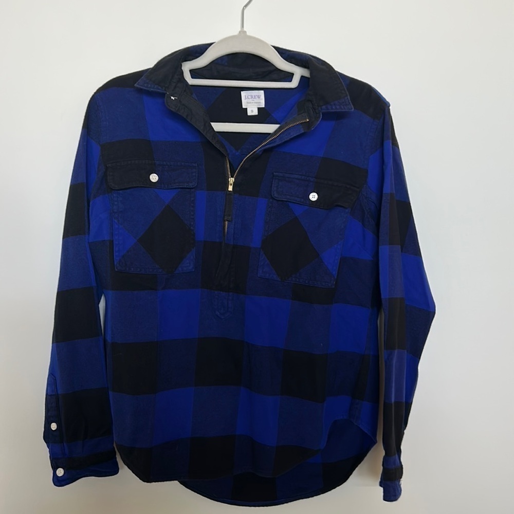 J Crew Factory Plaid Quarter Zip Flannel